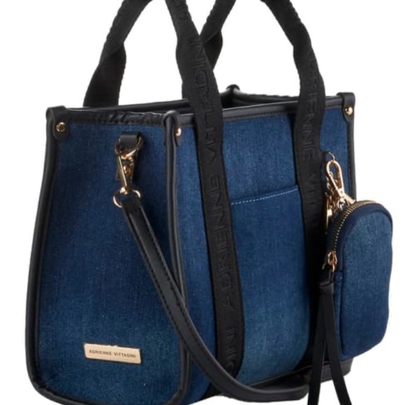 NWT ADRIENNE VIDATINNI DENIM MINI TOTE W/ REMOVABLE POUCH - Picture 6 of 8